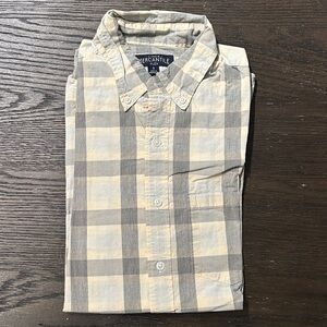 J. Crew Mercantile Beige and Gray Plaid Button Down Shirt